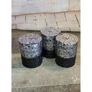 Black silverscale Candle set‎ Halloween decor